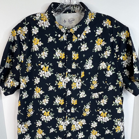 Original Penguin Men's Size L Short Sleeve Button Down Shirt - Picture 1 of 6
